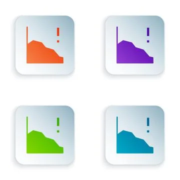 Color Financial growth decrease icon isolated on white background. Increasing Stock Illustration