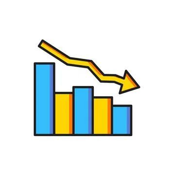 Color Financial growth decrease icon isolated on white background. Increasi.. Stock Illustration