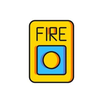 Color Fire alarm system icon isolated on white background. Pull danger fire.. Illustrazione stock