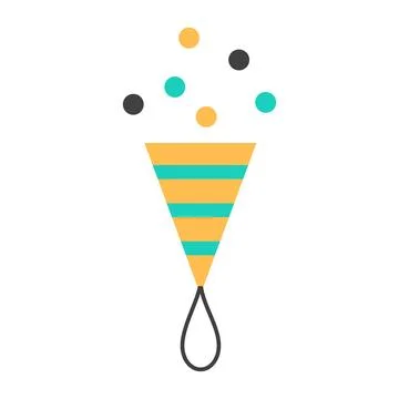 Color firecracker flat line icon isolated on white Stock Illustration