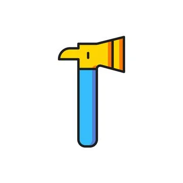 Color Firefighter axe icon isolated on white background. Fire axe. Flat fil.. Stock Illustration