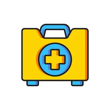 Color First aid kit icon isolated on white background. Medical box with cro.. 스톡 일러스트