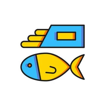 Color Fish and chips icon isolated on white background. Flat filled outline.. Stock Illustration