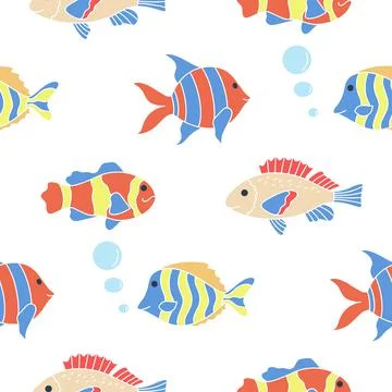 Color fish seamless pattern vector Stock Illustration