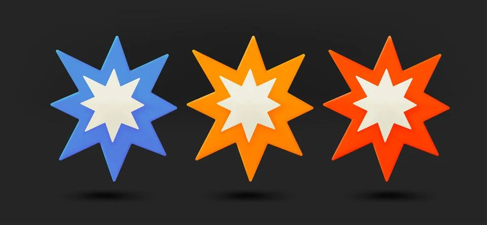 Color flashes collection. 3d vector isolated on black background Illustrazione stock