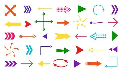 Color flat arrow cursor pointer shape web icon set Stock Illustration