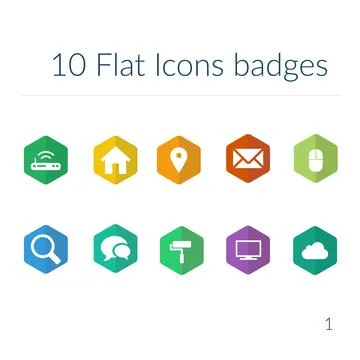 Color flat icons badges vector illustration Stock Illustration
