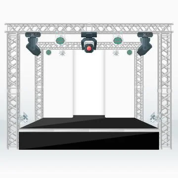Color flat stage scenes back lights truss illustration. Stock-Illustration