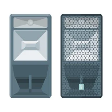 Color flat style horn system concert speakers illustration. Stock-Illustration