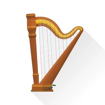 Color flat style vector pedal harp. 스톡 일러스트