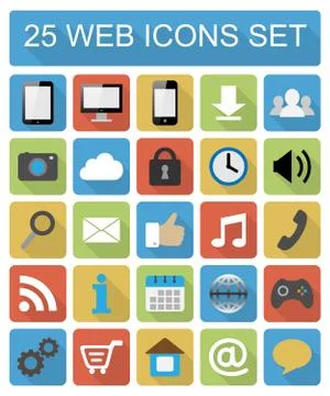 Color flat web icons set. Stock Illustration
