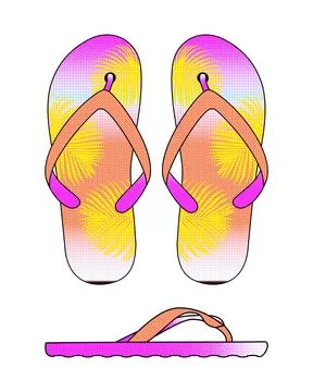 Color flip flops isolated on white background. Stock Illustration
