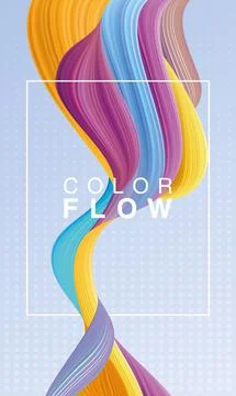 Color flow with rectangle frame background poster template Stock Illustration