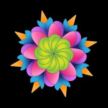 Color flower pattern for scrapbooking, impression, stamp, figure carving and Illustration