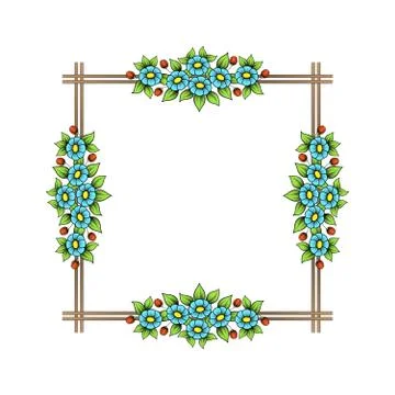 Color flowers square frame Stock Illustration