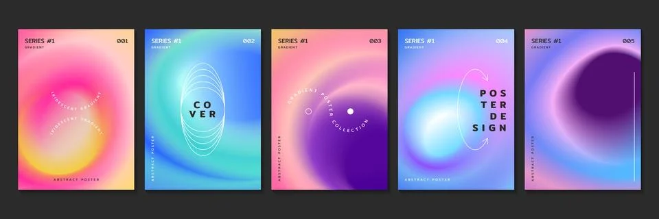 Color fluid gradient backgrounds or posters with radial blur effect Illustrazione stock