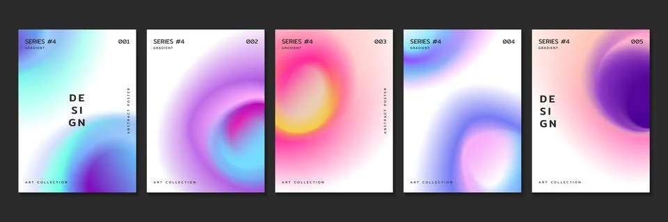 Color fluid gradient backgrounds or posters with radial blurred glowing circles Stock Illustration