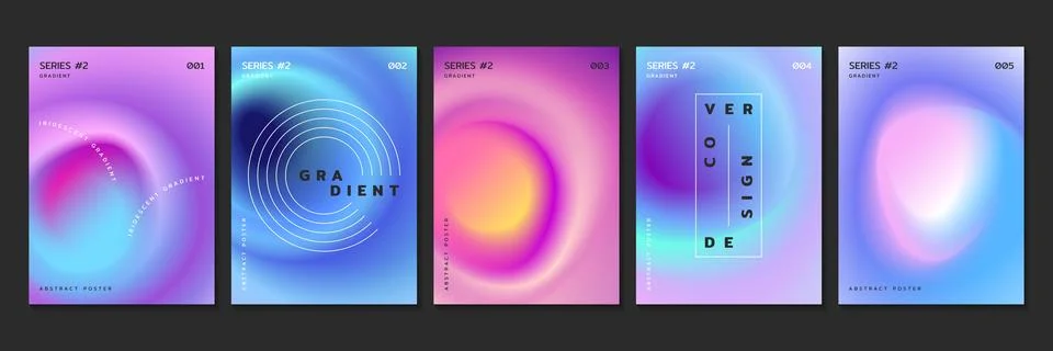 Color fluid gradient backgrounds or posters with radial blur effect Stock Illustration