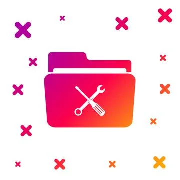 Color Folder and tools or settings icon isolated on white background. Folder Stock Illustration