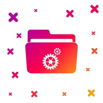 Color Folder settings with gears icon on white background. Concept of software Stock Illustration