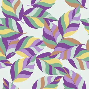 Color foliage seamless pattern. Geometric leaves endless repeatable motif for Stock Illustration