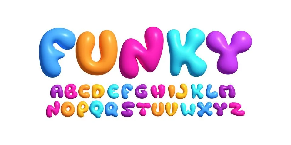 Color Font Logo Alphabet Vector Fun Geometric Letter Set Blocky Typography, Art Stock Illustration