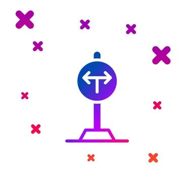 Color Fork in the road icon isolated on white background. Gradient random Stock Illustration