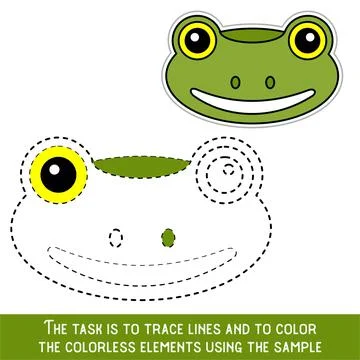 Color Frog Face. Restore dashed lines. Color the picture elements. Page to be Stockillustratie