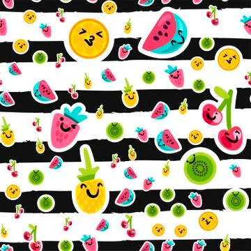 Color fruits seamless vector pattern Stock Illustration