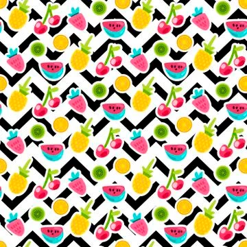 Color fruits seamless vector pattern Illustrazione stock
