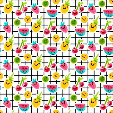 Color fruits seamless vector pattern Illustrazione stock