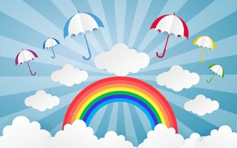 Color Full Cloud Paper Style art vector illustration Stock Illustration