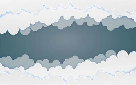 Color Full Cloud Paper Style art vector illustration Stock Illustration