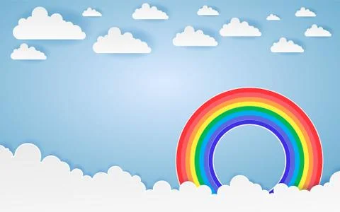 Color Full Cloud Paper Style art vector illustration Stock Illustration