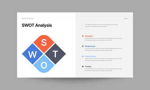Color Full SWOT Analysis Presentation Template Stock Illustration