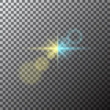 Color full vector lens and light flare transparent effects. Stock Illustration