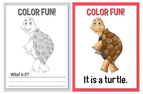 Color Fun! Educational Turtle Activity 库存插图