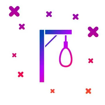 Color Gallows rope loop hanging icon isolated on white background. Rope tied Stock Illustration