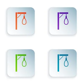 Color Gallows rope loop hanging icon isolated on white background. Rope tied Stock Illustration