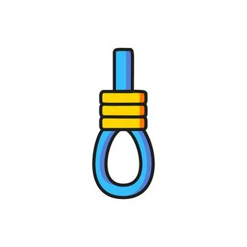 Color Gallows rope loop hanging icon isolated on white background. Rope tie.. 스톡 일러스트