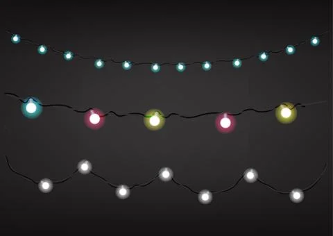Color garlands on dark background. Vector clipart Stock Illustration