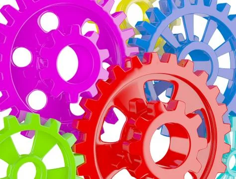 Color gears on white Stock Illustration