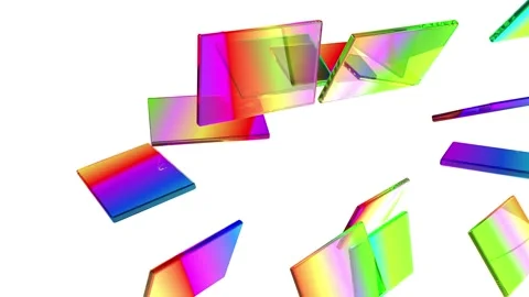 Color glass boxes abstract objects on white bg able to loop endless Stock Footage 326355877