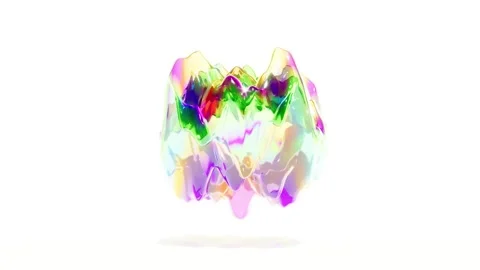 Color glass wave abstract object on white bg able to loop endless Stock Footage 329129850