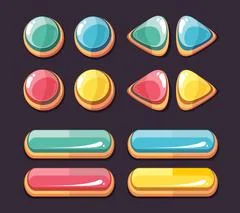 User interface colorful buttons set. Colorful glossy buttons set