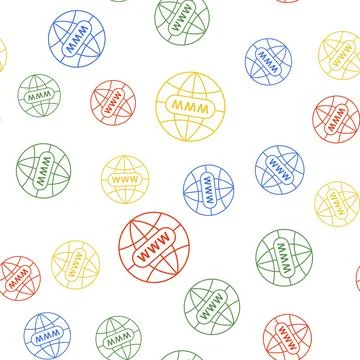 Color Go To Web icon isolated seamless pattern on white background. Www icon Illustrazione stock