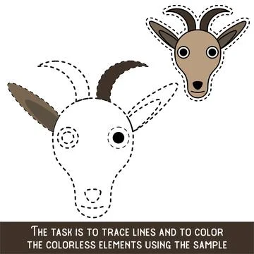 Color Goat Face. Restore dashed lines. Color the picture elements. Page to be イラスト素材