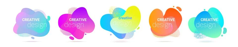 Color gradient abstract liquid shape, vector halftone pattern background. Flu 스톡 일러스트