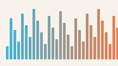 Color gradient bar chart with varying heights on white background Stock Illustration