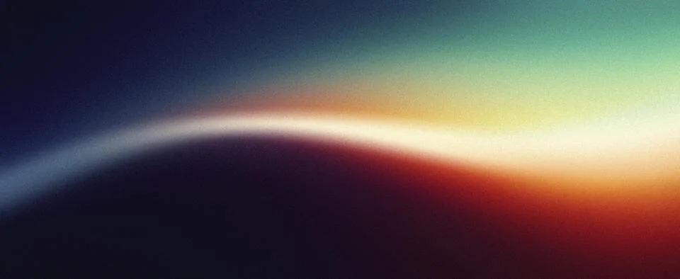 Color gradient on dark grainy background, ray of light, red green yellow blue Stock Photos